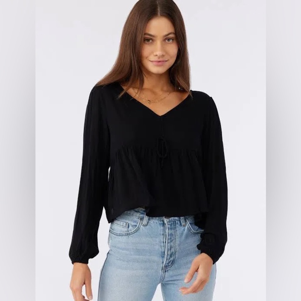 NWOT O'Neill Carlotta Long Sleeve Peplum Top size Med